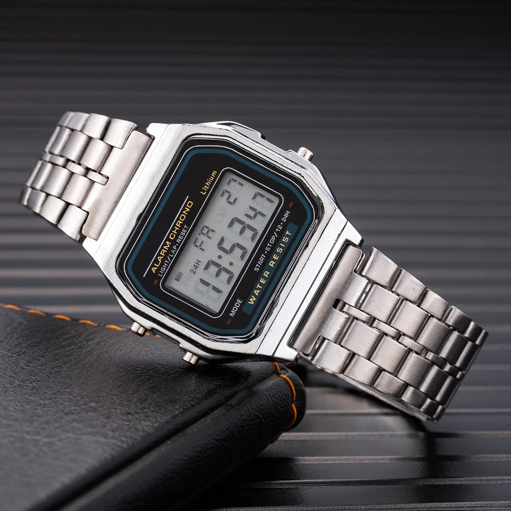 2025 Digital LED Sports Watch Men Women Waterproof Gold Casual Wristwatch