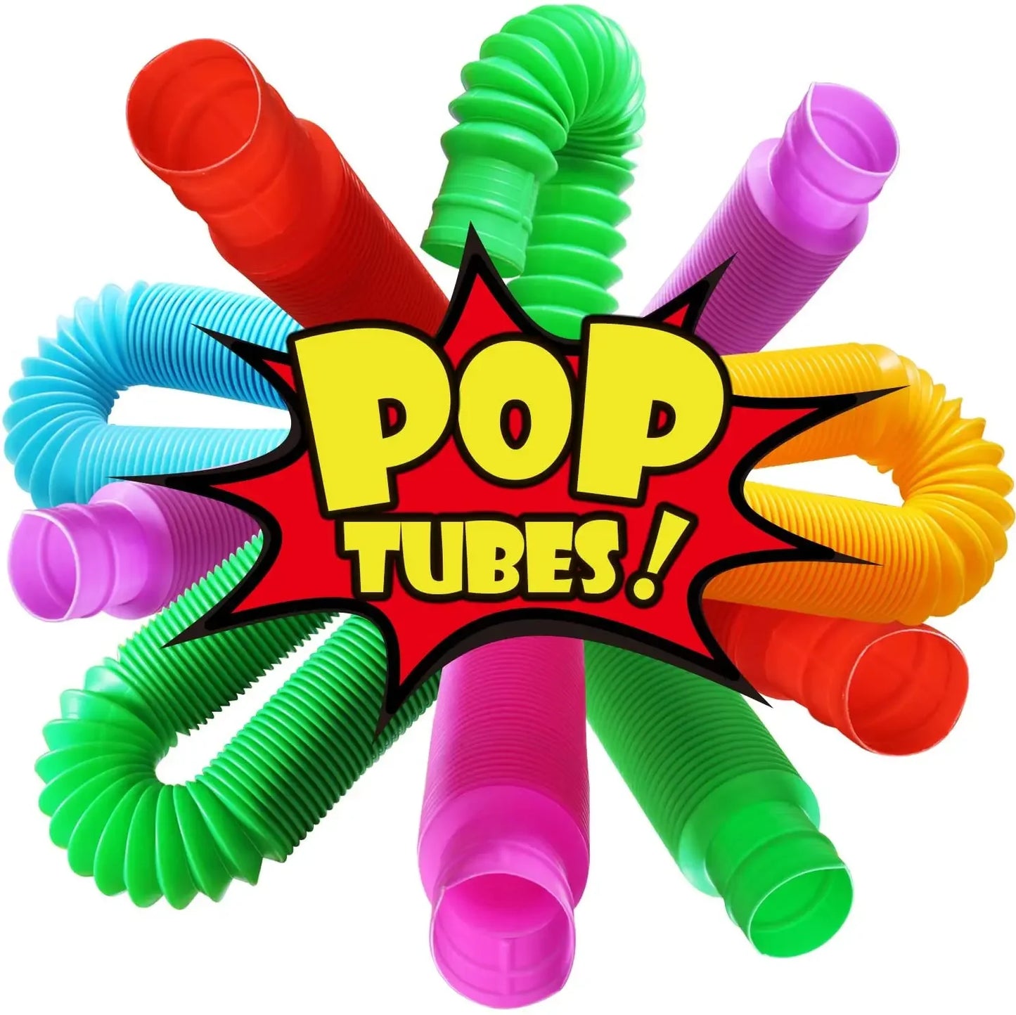 4 Pack Pop Tube Sensory Fidget Toy 4pcs Random Colorful Heavy-Duty  for Construction Educational Toys for Stress Autism ADHD