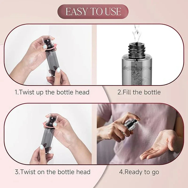 10Pcs 30ml-100ml Black Translucent Plastic Spray Bottles Portable Travel Cosmetic Fine Mist Spray Containers For Liquid Alcohol