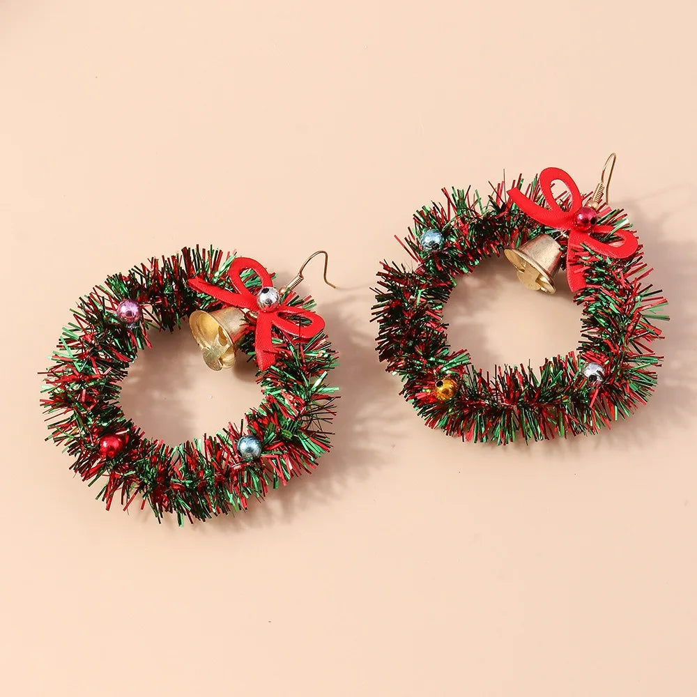 Merry Christmas Christmas Drop Earrings Xmas Tree Mix Styles New Year Earrings Decoration Alloy Wreath Circle Earrings Holiday