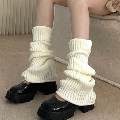 Y2k Winter Leg Warmers Fluffy Knitted Arm Warmers Gothic Lolita Knit Long Socks Women Leg Warmer Stylish Stretchy Boots Cover