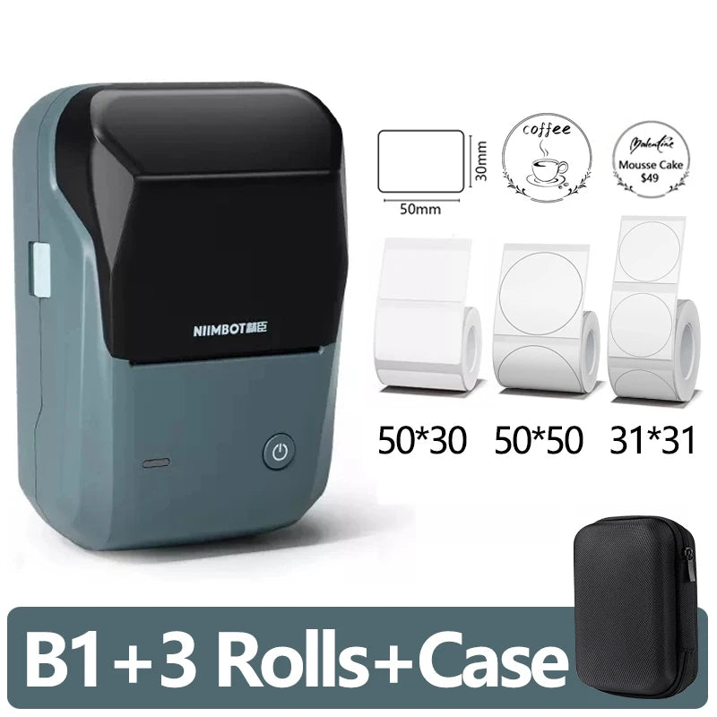 Mini Label Thermal Printer Niimbot B1 Portable Self-Adhesive Printer For Stickers Round Labels Rolls UV Tag Bluetooth Printer