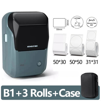 Mini Label Thermal Printer Niimbot B1 Portable Self-Adhesive Printer For Stickers Round Labels Rolls UV Tag Bluetooth Printer