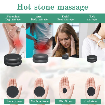 10-Piece Black Hot Stone Massage Set Spa Stones for Body Relaxation Home or Pro Use