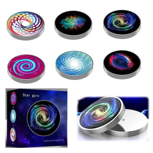 Stainles Steel Decompression Gyroscope Toy Stress resistant Metal Fingertip Rotating Galaxy Star Gyroscope Table Children's Gif