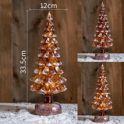 Christmas Tree Glass Night Light for Home Xmas Romantic Holiday Atmosphere Arbol De Navidad Ornaments LED Luminous Decoration