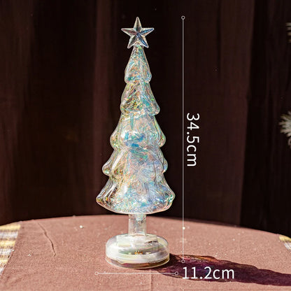 Christmas Tree Glass Night Light for Home Xmas Romantic Holiday Atmosphere Arbol De Navidad Ornaments LED Luminous Decoration