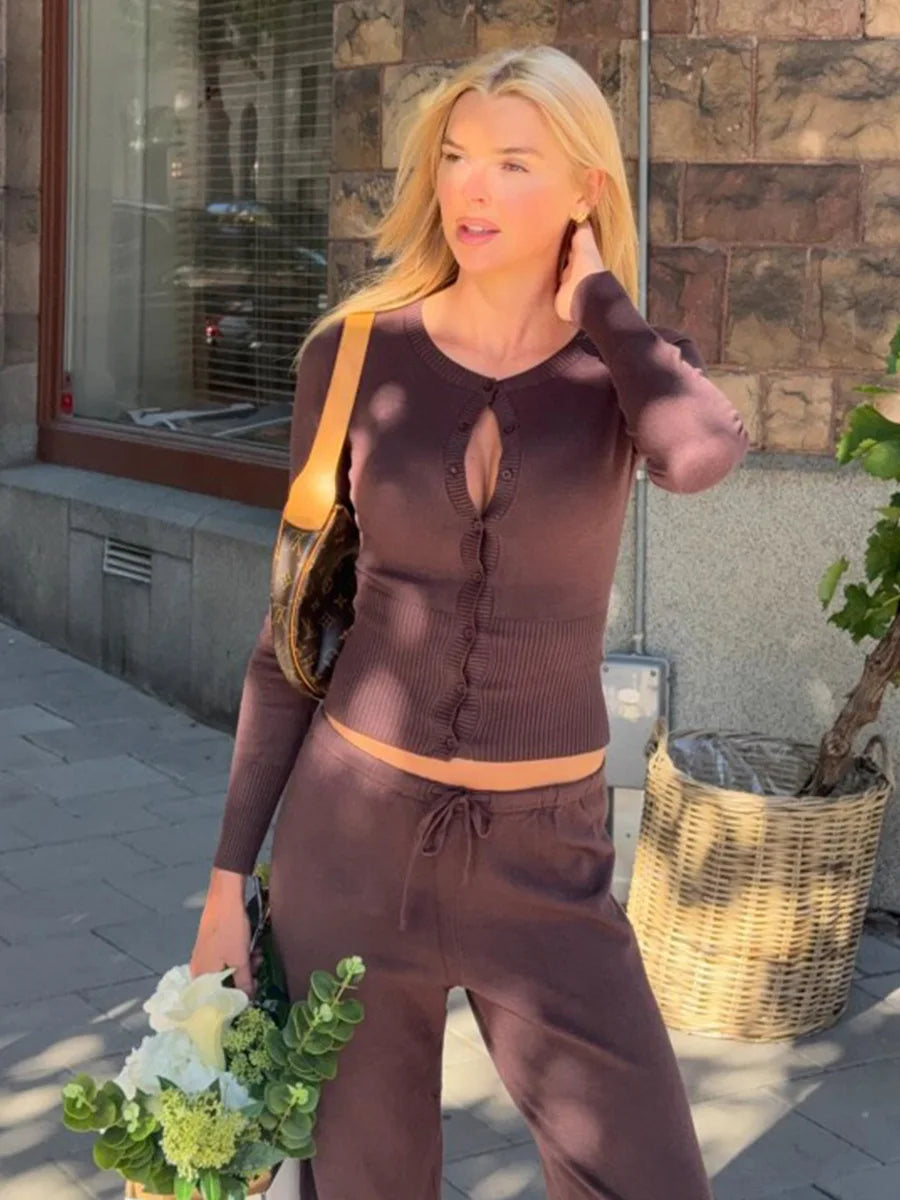 Bornladies New Autumn Winter Women's Slim Fit Long Sleeve Knit Cardigan Versatile Inner Outer Sweater Jumpers