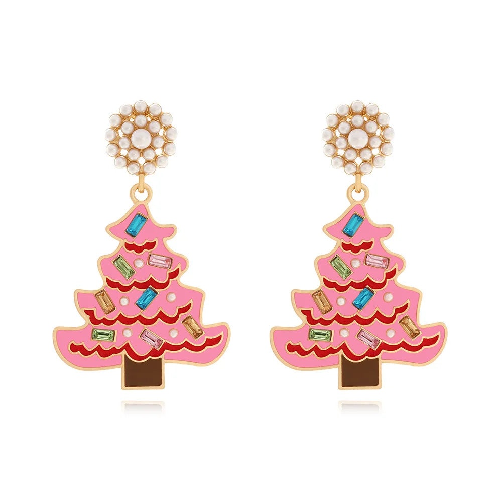 Christmas Jewelry Rhinestones Elk Earrings Christmas tree Drop Earrings for Woman Xmas Accessories Ear Studs Gifts