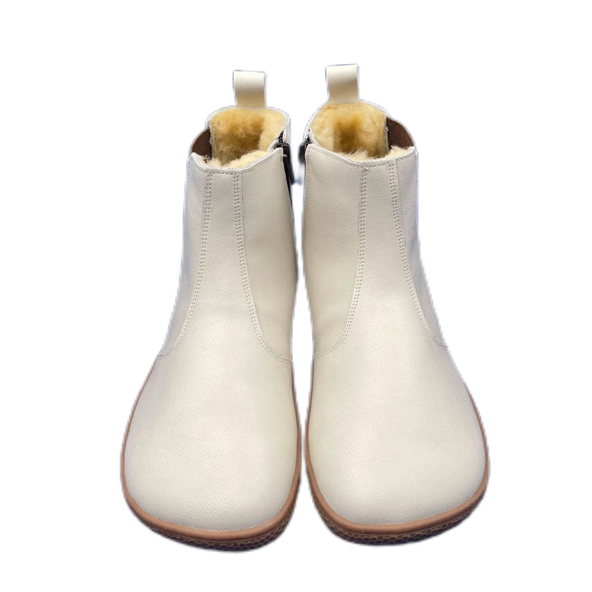 Tipsietoes Top Brand Barefoot Chelsea Genuine Leather Winter Boots With Warm Real Natural Fur Linning And Insole For Women