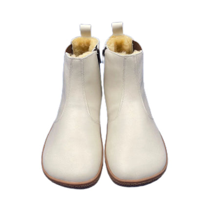 Tipsietoes Top Brand Chelsea Barefoot Genuine Leather Winter Boots With Warm Real Natural Fur Linning And Insole For Women