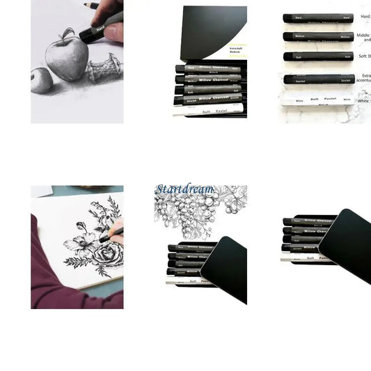 Water-Soluble Charcoal Sticks & Pencils Set – Ideal for Sketching, Shading & Drawing – K92C