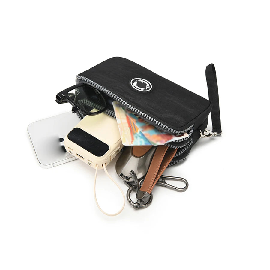 Fashion Solid Color Triple Zipper Wallet – Large Capacity Ladies Coin & Phone Purse