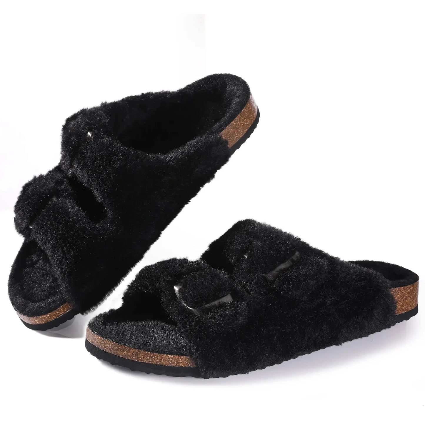 Bebealy Fashion Suede Clogs Slippers Women Clogs Slippers Cork Footbed Women Mules Nonslip Beach Sandals With Arch Support Slide