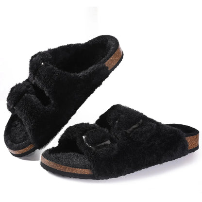 Bebealy Fashion Suede Clogs Slippers Women Clogs Slippers Cork Footbed Women Mules Nonslip Beach Sandals With Arch Support Slide