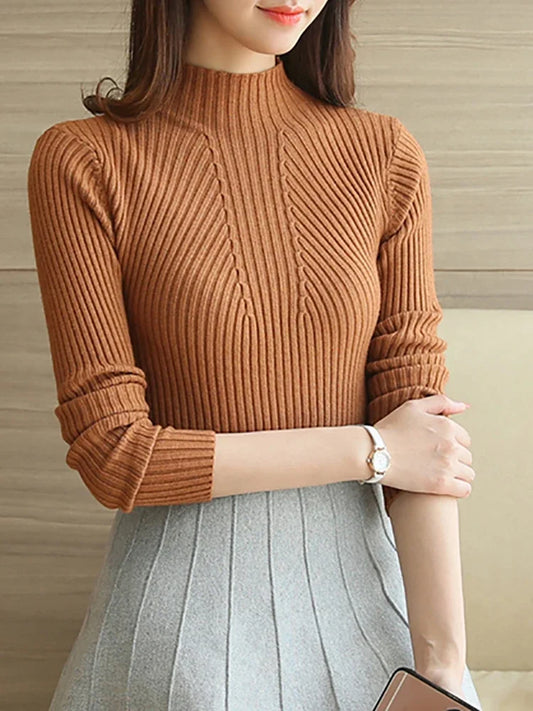 Turtleneck Sweater Women Fashion Korea Autumn Winter Black Tops Women Knitted Pullovers Long Sleeve Jumper Pull Femme Clothing