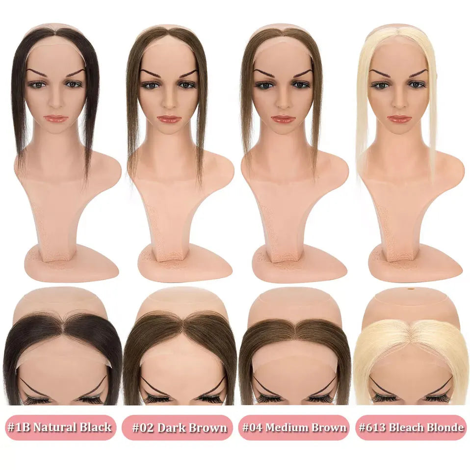 SEGO Natural Human Hair Full Lace Hand-Tied Front Hairline Topper For Women Hair Patches Add Hair Volume 10" Straight Hairpieces