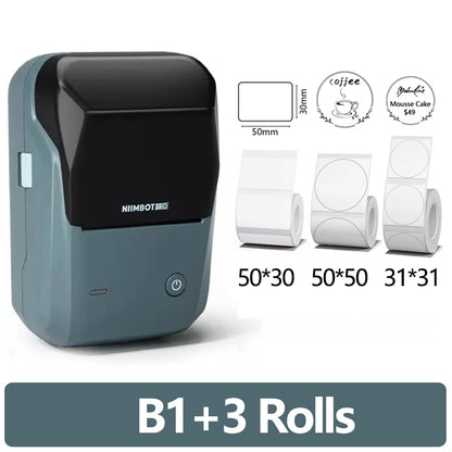 Mini Label Thermal Printer Niimbot B1 Portable Self-Adhesive Printer For Stickers Round Labels Rolls UV Tag Bluetooth Printer