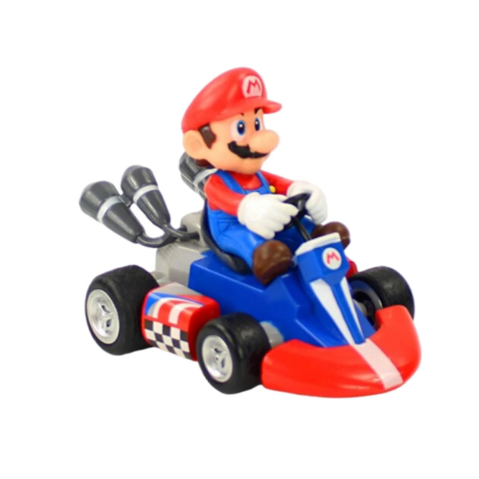 Super Mario Pull Back Car Green Yoshi Donkey Kong Bowser Luigi Toad Princess Peach Action Figure Toys Anime Game Doll Kid Gifts