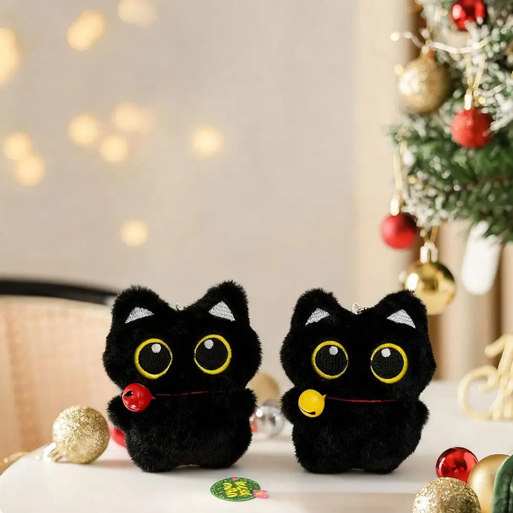 Cute Black Cat Plush Doll Pendant Toy Cartoon Soft Plush Toy Keychain Car Key Backpack Bag Decoration Kawaii Gift For Boys Girls