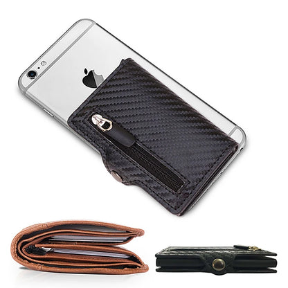Men's Carbon Fiber RFID Wallet Leather Metal ID Credit Card Holder Business Case