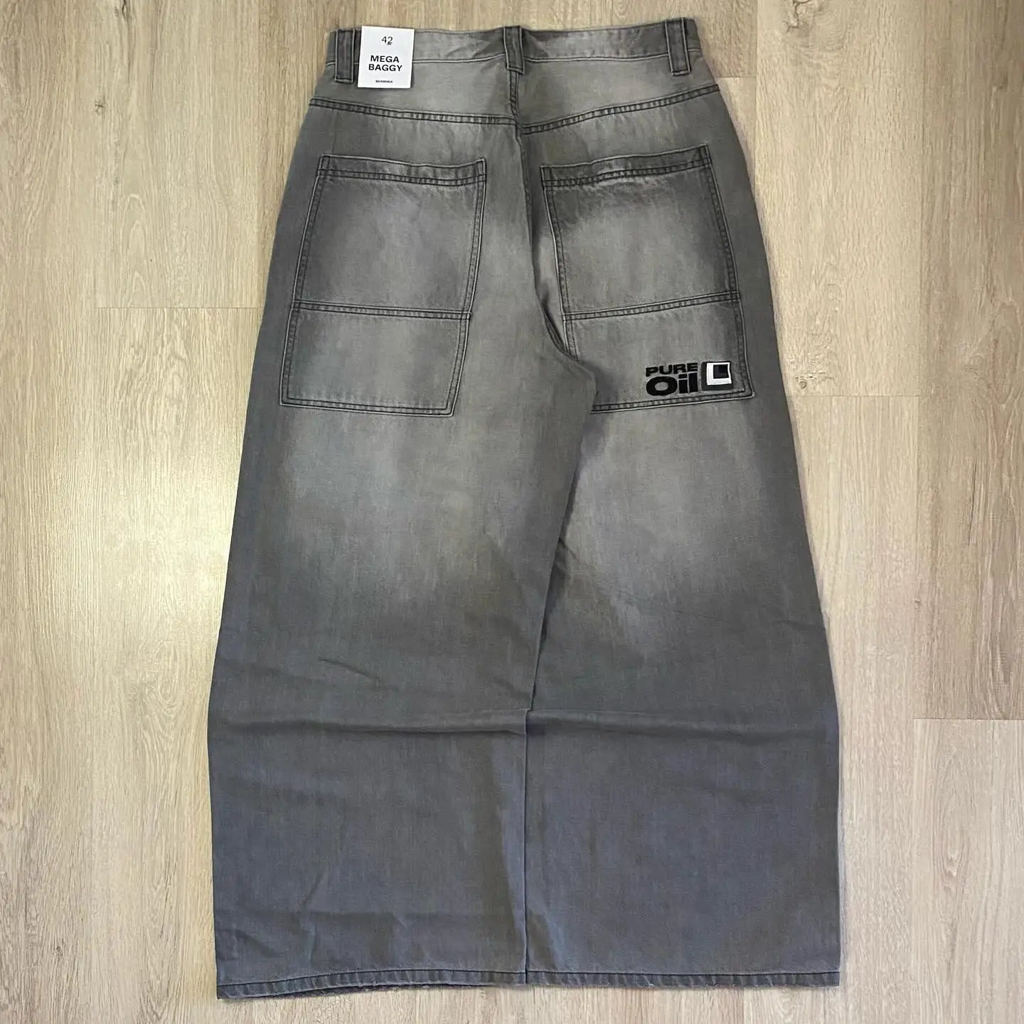 American Fashion New Black Old Washed Holes Baggy Jeans Ladies Y2K Vintage Punk Fashion Casual Joker High Waist Wide Leg Pants