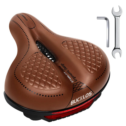 BUCKLOS Bike Saddle with Light Widen Big Pad Bicycle Seat Cushion Comfortable Ergonimic MTB Road Bike Chair Hollow Design Seat