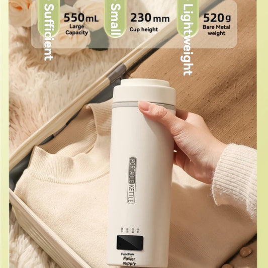 Compact Travel Kettle 550ml 300W Fast Boiling 4 Precise Temperature Settings 316 Stainless Steel Interior Portable Hot Water Cup