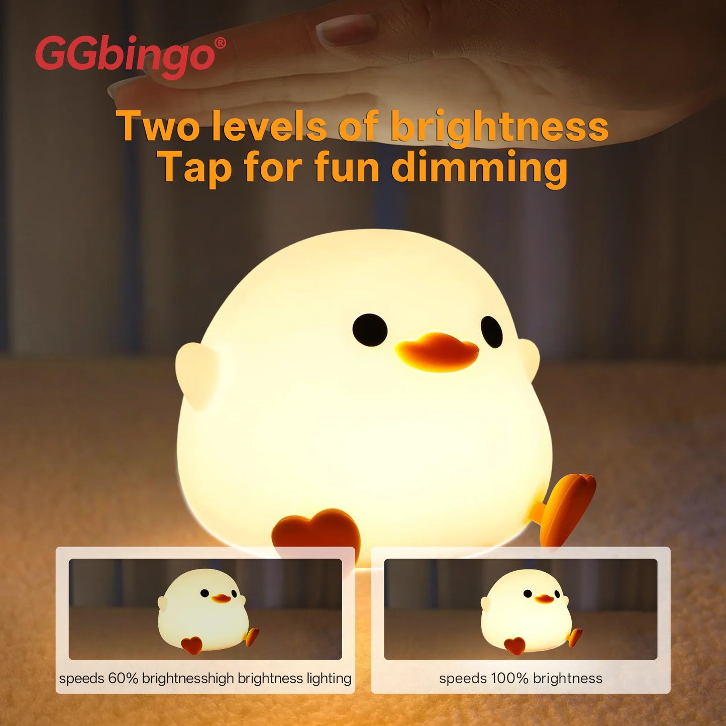 New Portable Silicone Pat Night Light with 3 Brightness Modes ABS Material Rechargeable 1200mAh Battery for Home Travel Bedroom