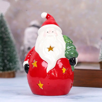 Crafts Ceramic Christmas Night Light Cute Handmade Atmosphere Light Reusable Artificial Christmas Snowman Statue Children