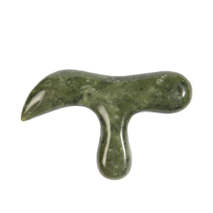Natural Green Xiuyu Gua Sha Board Jade Stone Massager SPA Acupuncture Beauty Tool