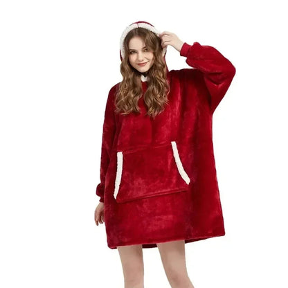 Winter Oversized Hoodie Blanket | Fleece TV Wearable Blanket with Sleeves