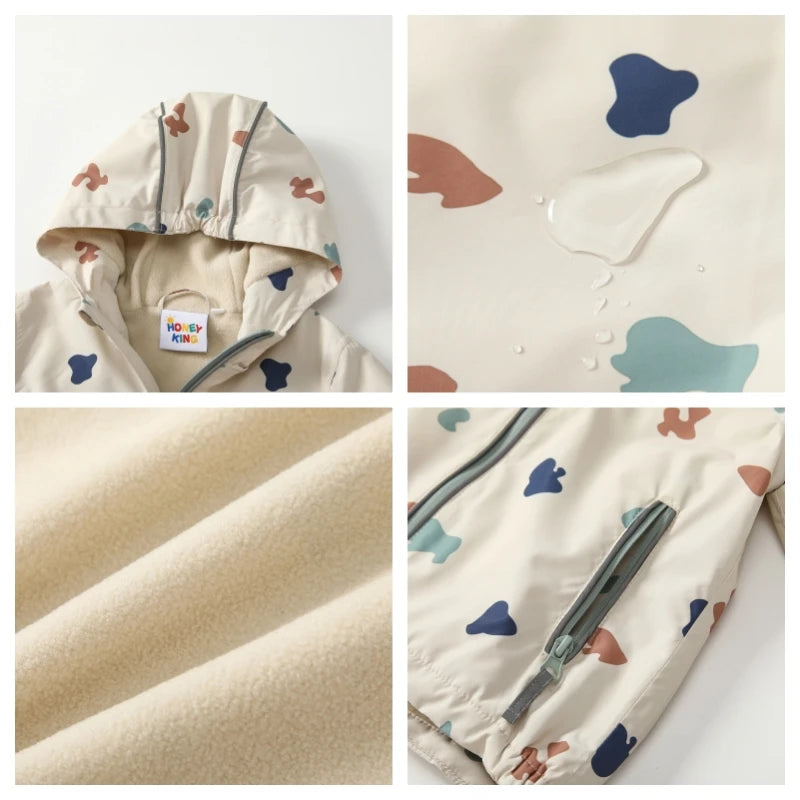 HONEYKING Children's Clothing Sets Raincoat Suit Baby Waterproof Overalls Pants Girls Jumpsuit For Kids Jacket And Trousers Set