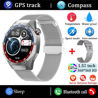 2025 Smart Watch Men AMOLED GPS Heart Rate Bluetooth Calls Waterproof Android iOS