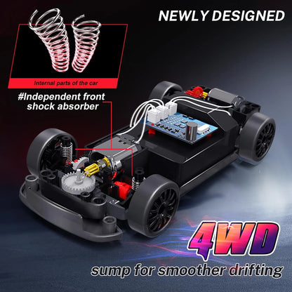 New RC Drift Car 4WD 1:24 Remote Control Car with LED Lights 2.4Ghz 20KM/H RC Car Extra Drifting Tires Racing Sport Vehicle Toys
