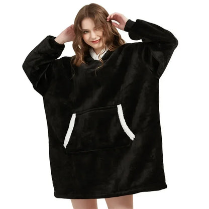 Winter Oversized Hoodie Blanket | Fleece TV Wearable Blanket with Sleeves