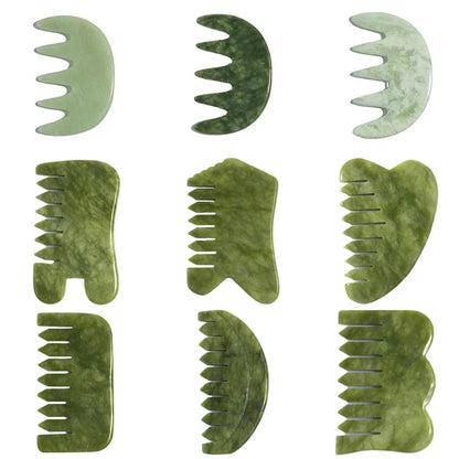 Natural Jade Gua Sha Comb & Board – Spa, Facial, Body Massage & Skin Beauty Tool