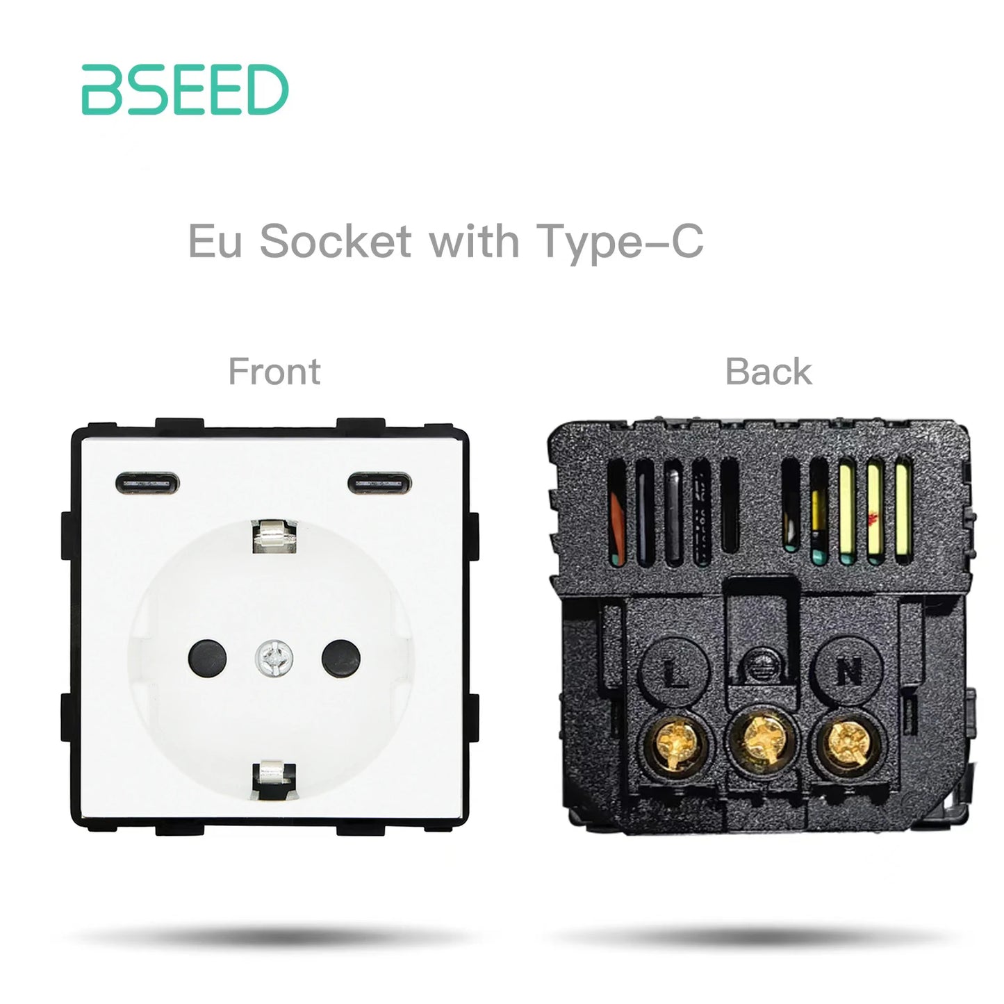BSEED 65W PD Fast Charge Module Quick Charge Socket Part 1/2 USB Type-C 20W Wall Phone Charger Plug Support BSEED Frames