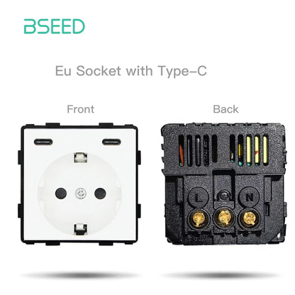 BSEED 65W PD Fast Charge Module Quick Charge Socket Part 1/2 USB Type-C 20W Wall Phone Charger Plug Support BSEED Frames