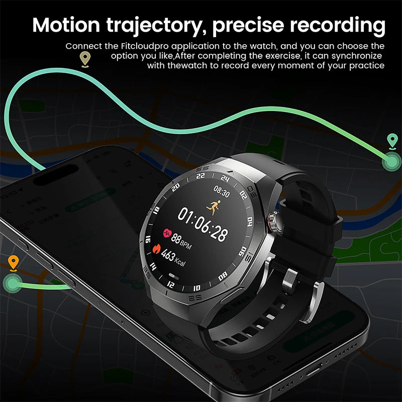 2025 Smart Watch Men AMOLED GPS Heart Rate Bluetooth Calls Waterproof Android iOS
