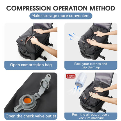 Vacuum Backpack Travel Bag for Men Large Capacity Backpack Business Laptop Backpack Women Men Expandable Backpack School Bag