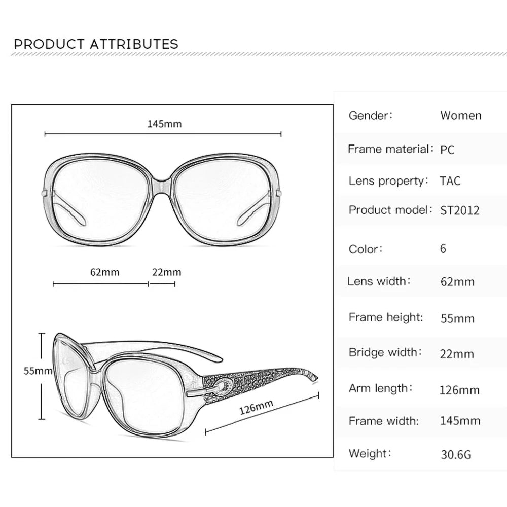 Polarized Women’s Sunglasses Big Frame Vintage Fashion UV400 Designer Eyewear