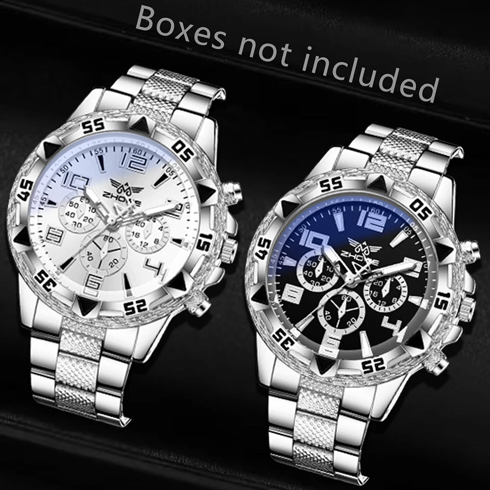 2PCS Men’s Watch Set Quartz Digital Scale Dial Fashion Trend Daily Wristwatches