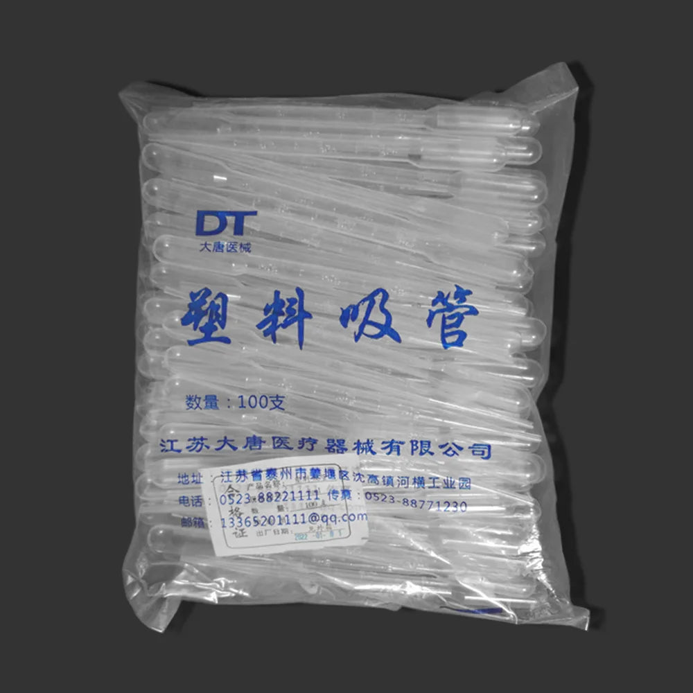 100PCS 3ML Multi-function Disposable Dropper Transparent Pipettes Liquid Transfer Graduated Pipettes Lab Test Tubes Supplies