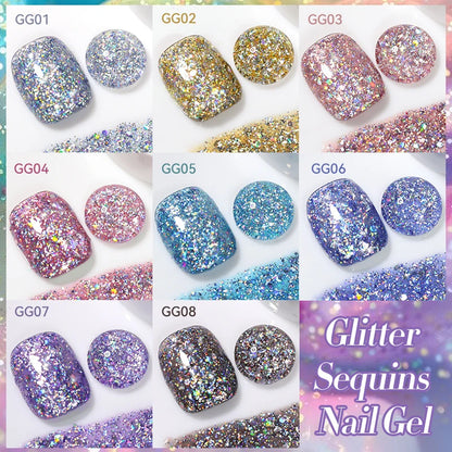 LILYCUTE 7ml Glitter Gel Nail Polish – Shimmering Sequins for Sparkling Manicures