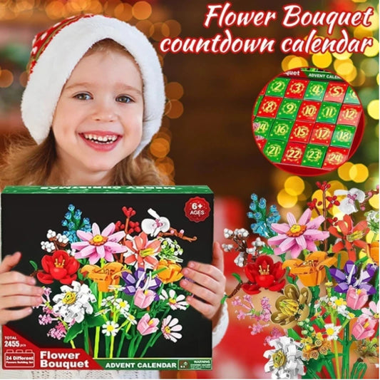 Advent Calendar 2025 Flower Bouquet Building Blocks For Adults Kids 24 Days Christmas Countdown Calendars With 24 Types Flowers