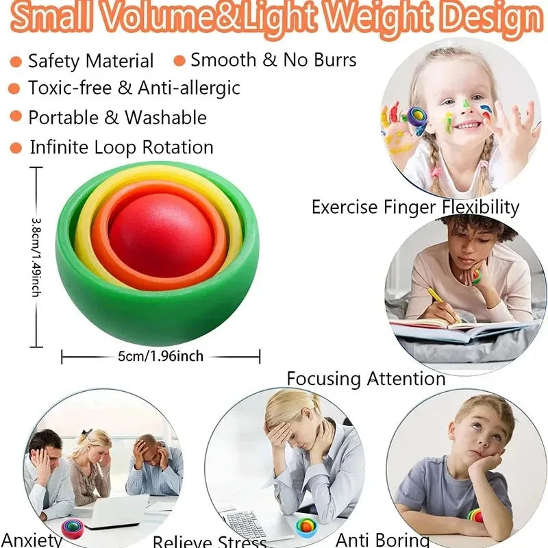 Fidget Toys Kids Spinner Gyro Ball Infinite Flip Decompression Sensory Toy ADHD Autism Stress Relief Toys Party Favors Gift