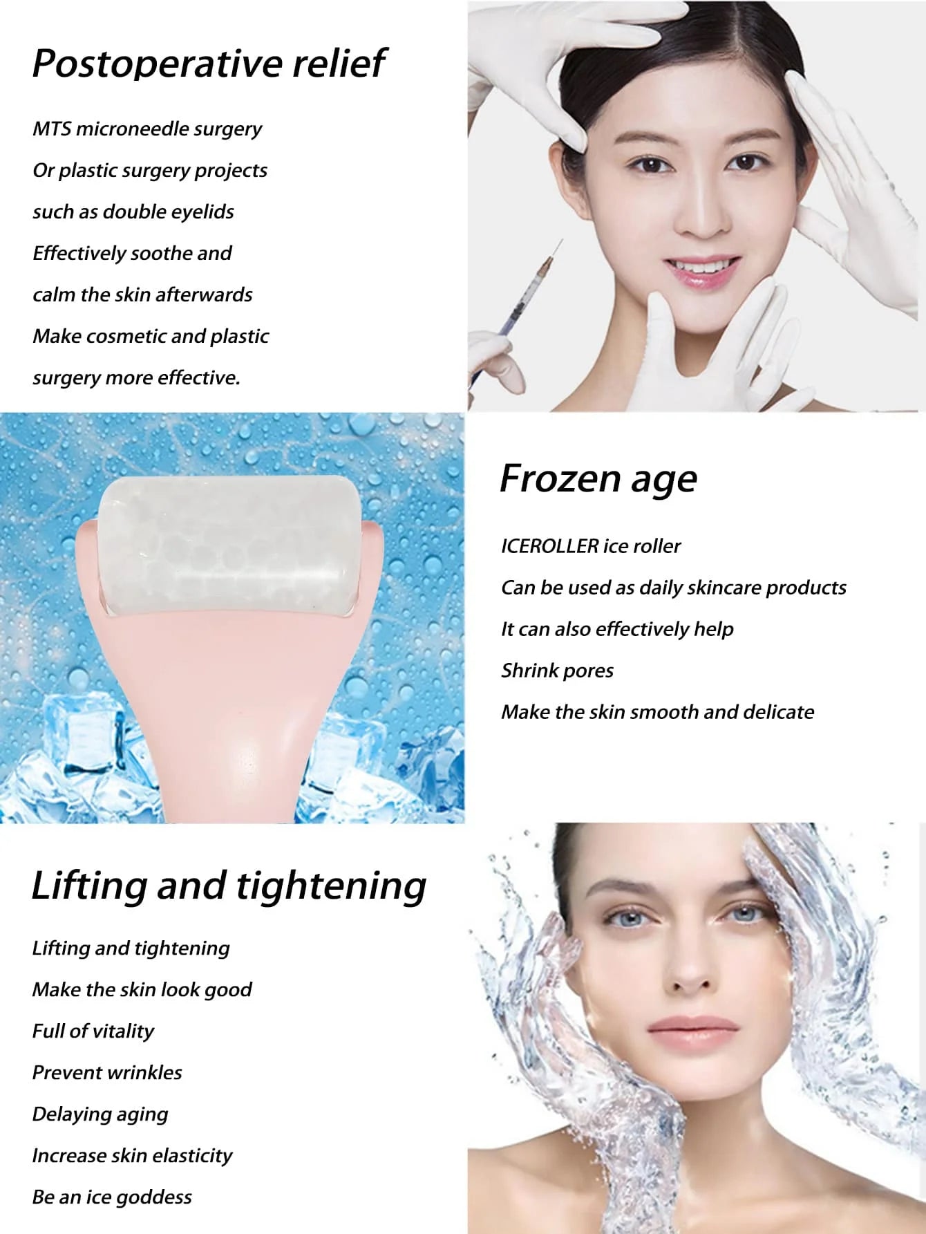 Ice Face Roller Massager – Facial Lifting & Wrinkle Remover Tool for Skin Care