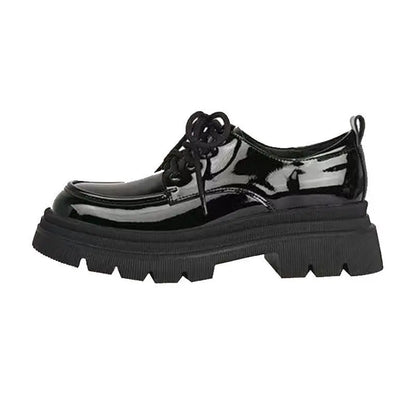 Shoes Woman Flats Clogs Platform Autumn Oxfords British Style Dress Creepers New Retro Fall Winter Leather Preppy Cross Black Ru
