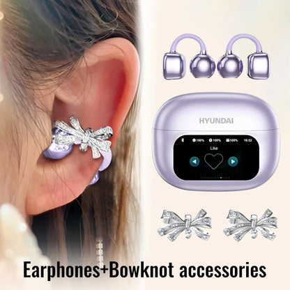 Choice HYUNDAI HY-C02 Nice earrings Earphones Wireless Bluetooth Headphones LED Power Display Mic Stereo Sound Earphones